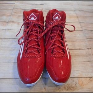 Adidas Sz 13 1/2 red high top sneakers cleats football
